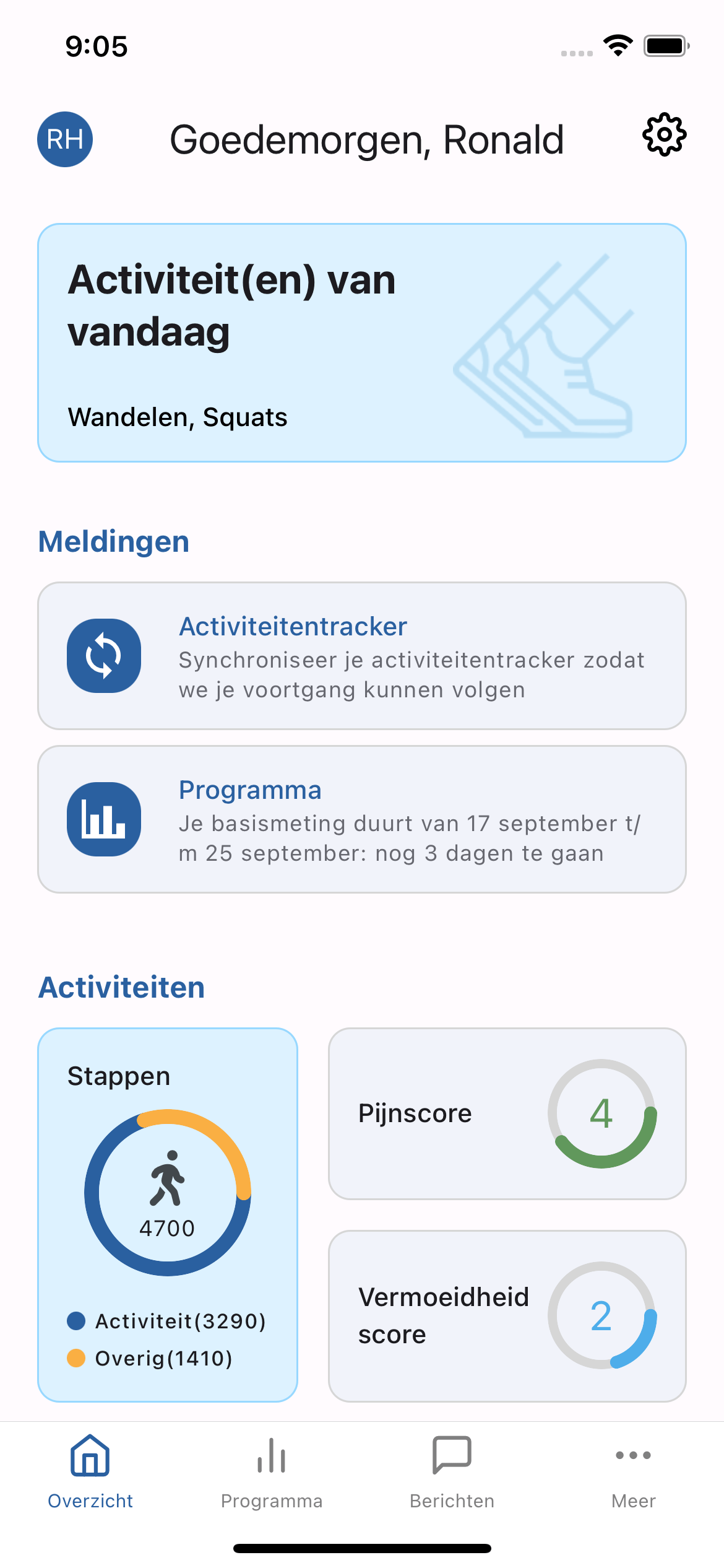 Mobile App Screenshot: Move4Vitality Dashboard